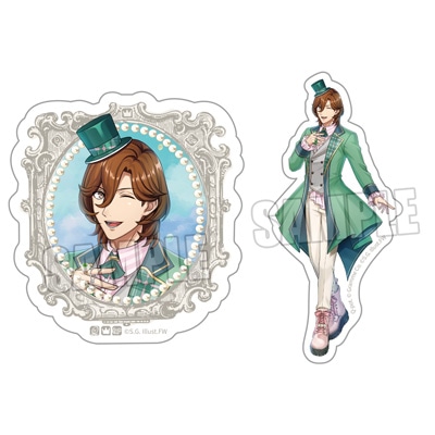 うたの☆プリンスさまっ♪ ミニサテンステッカーセット Crown Creamy Land ～Fairground Carousel～ Ver.「寿 嶺二」[WM] ＜フレーム＞約縦65×横60mm、＜全身＞約縦80×横47mm以内