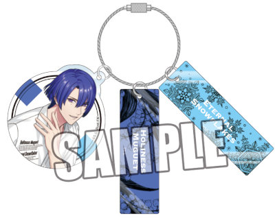 うたの☆プリンスさまっ♪ 3連アクリルキーリング Fragrance Pairing Ver.「聖川真斗」 （キャラパーツ）約縦70×横70×厚さ3mm以内／（モチーフパーツ）約縦25×横80×厚さ3mm／（キーリング）約直径50mm